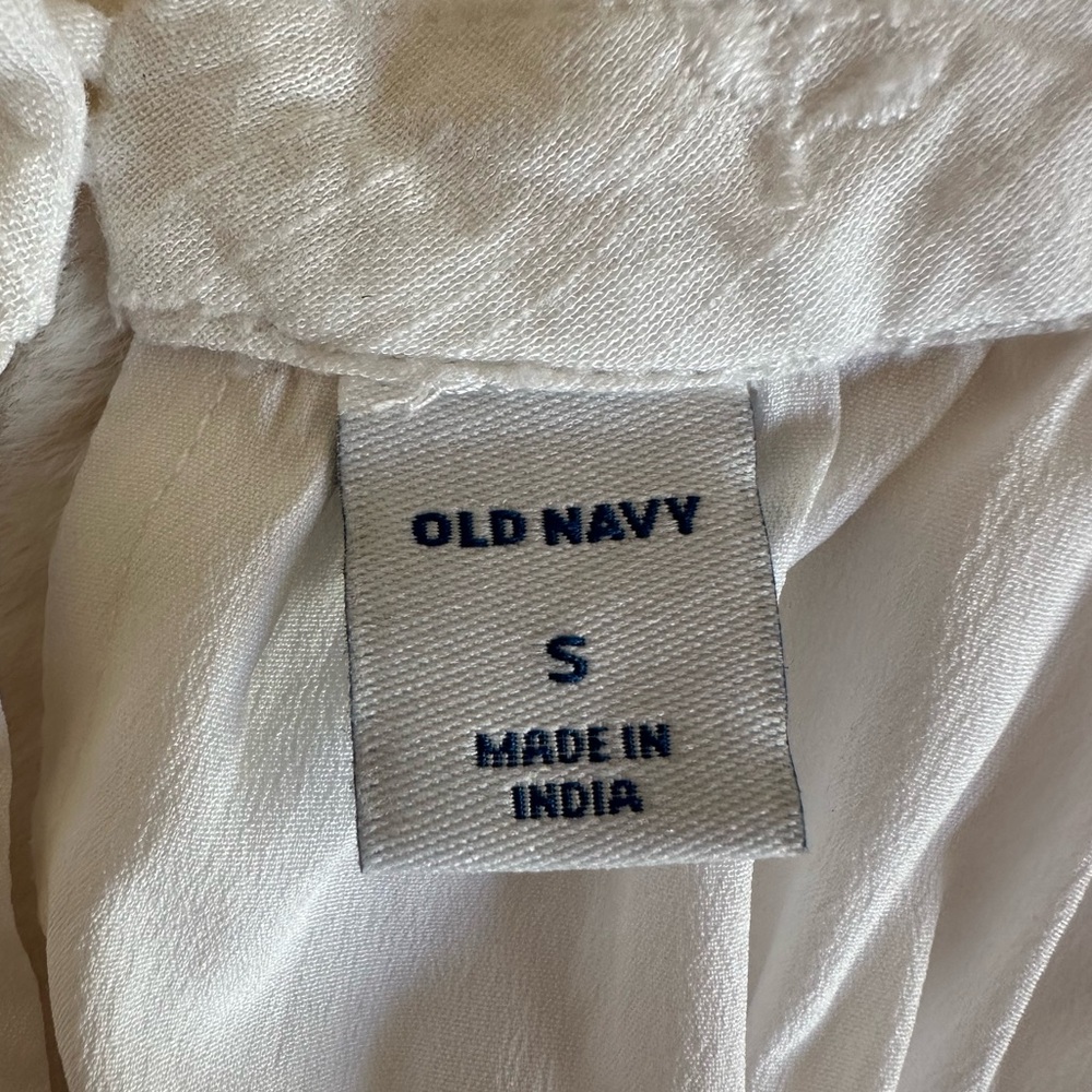 OLD NAVY White Eyelet Embroidered Swing Tiered Mini Dress Women’s S Cottagecore - Picture 3 of 12